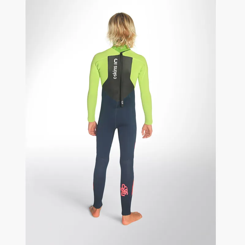 C-Skins Junior Legend 4/3 Back Zip Wetsuit Blue/Lime-1